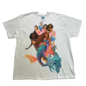 Disney Little Mermaid Shirt Womens 2X White Short Sleeve Ariel Rue21 NWT